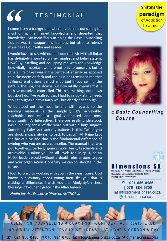 Testimonial from a Basic Counselling Course graduate